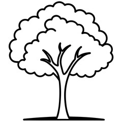 Black Outline Vector Ash Tree Park Simple Minimalist Design