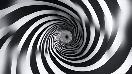 Fototapeta premium Abstract black and white spiral pattern creates a hypnotic tunnel effect.