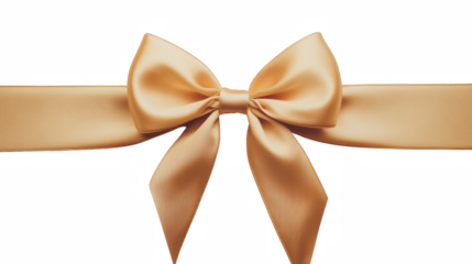 Elegant gold ribbon bow on a clean background, perfect for celebrations or gift packaging visuals.