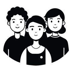 Friendly Group of Three Smiling People