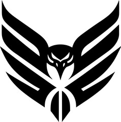 Eagle silhouette logo with wings, clean vector for professional design.