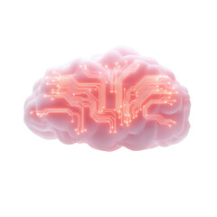 Futuristic digital brain with glowing circuits, symbolizing artificial intelligence and technological advancement.