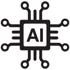 AI technology microchip graphic design featuring artificial intelligence circuitry and processor unit