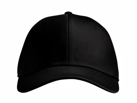 Minimalist black baseball cap on white background, showcasing urban style and casual fashion. - Powered by Adobe