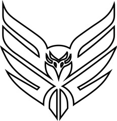 Eagle outline logo with wings, clean vector for professional design.