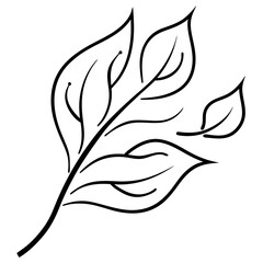 Hand Drawn Black Beech Tree Leaves in Wind branch motion