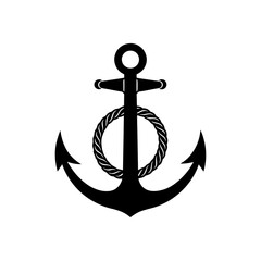 anchor with rope icon on white background  .svg