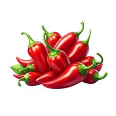 A Vibrant Pile of Fresh Red Hot Chili Peppers Isolated © designorTG