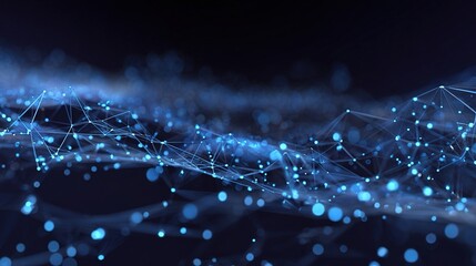 Abstract Blue Mesh Background with Animated Data Trails and Lights