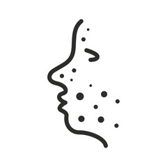 Obraz premium Acne icon. Problem skin face. Linear vector illustration. Pimples on face. Inflammation skin. Simple symbols.