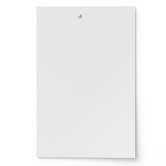Two blank paper sheets pinned to a wall with metal push pins. Concept of notes, minimalism, and organization.