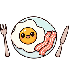 Kawaii Egg and Bacon Plate