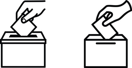High quality photo of set of Hand voting ballot box icon, Election Vote concept.