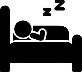 Silhouette of a sleeping person on a bed (rest icon)