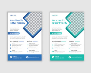 A professional and modern medical flyer template designed in Adobe Illustrator. Perfect for hospitals, clinics, doctors, or health awareness promotions. 