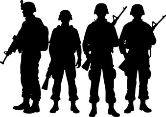 American military, army, Soldiers Vector Silhouette bundle