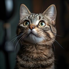 Fototapeta premium Close-up Portrait of Senior Cat Looking Up