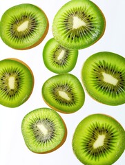 Fototapeta premium Sliced kiwi fruits set off against a PNG backdrop.