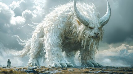 Majestic White Animal Atop Mountain