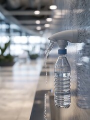 Water bottle being filled at airport water filling station