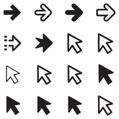 Diverse Arrow and Cursor Icons Set for Web Design and User Interface Development