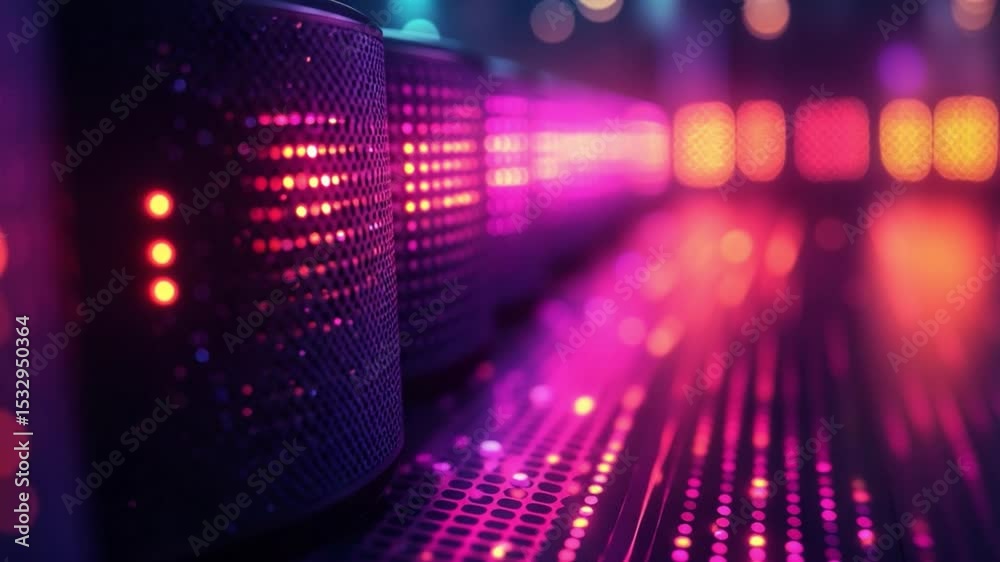 Aufkleber Data Center Abstraction: An abstract view of a data center with vibrant orange and magenta hues, hinting at robust processing power and seamless data stream operations