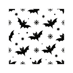 Christmas Halloween seamless pattern bats stars silhouette