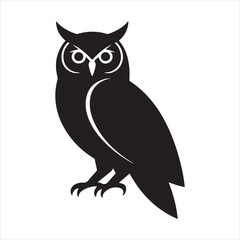owl icon vector silhouette on white background.
