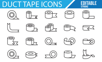 Duct tape line art icons for use in toolkits, packaging, and construction graphics.