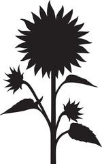 Sunflower simple silhouette vector art, Floral design minimal black drawing