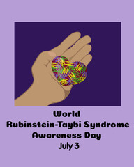 World Rubinstain Taybi Syndrome Awareness Day, vertical poster, banner or flyer design to support people with a rare disease