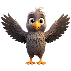 Obraz premium Young cartoon bird with spread wings