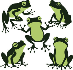 frog silhouette vector sticker pack