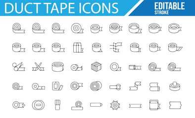 Editable duct tape icons representing various rolls and dispensers.