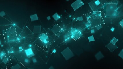 Abstract Technology Background with Floating Geometric Shapes