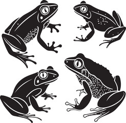 frog silhouette vector sticker pack