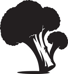 Bold broccoli head silhouette design, Healthy food vegetable icon minimal art