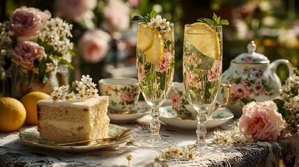 Radiant Pink Tableware Composition with Fresh Floral Arrangement &ndash; Immersive Summer Visual for Sustainable Lifestyle Branding