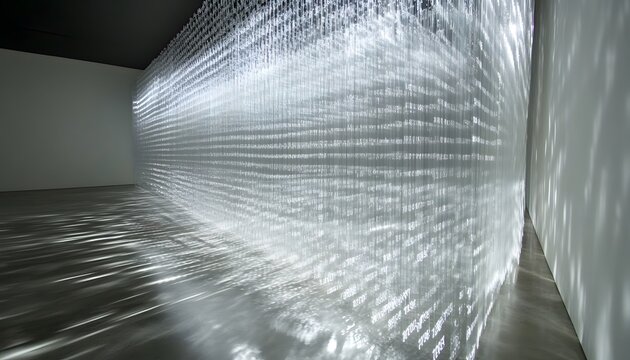 Illuminated, translucent wall installation.