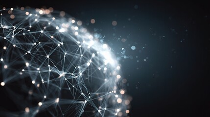Obraz premium Luminous Network Sphere with Bright Nodes and Dynamic Connections