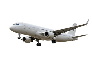 Obraz premium Modern commercial airplane isolated on transparent background — perfect PNG for aviation, travel, tourism, business flights, air transport, and flight-related visuals.