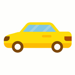 Fototapeta premium new style yellow color taxi car, cab, private car vector icon on white background