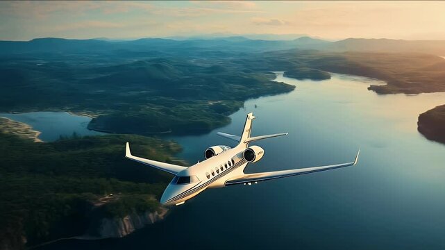 Private jet flying on a trip