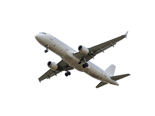 Modern commercial airplane isolated on transparent background — perfect PNG for aviation, travel, tourism, business flights, air transport, and flight-related visuals.
