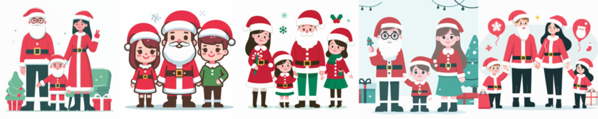 vector of a family celebrating Christmas