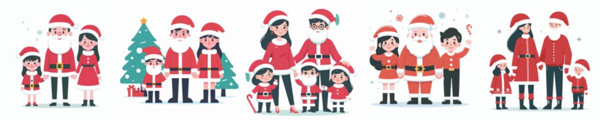 vector of a family celebrating Christmas
