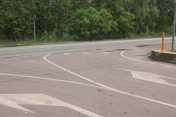 road markings on the roadway, roadside, curb, minimalism, 2