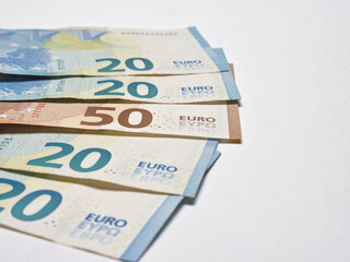 Closeup shot of euro money