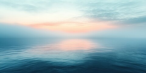 Pink and Orange Sky Over Gentle Ocean Waves — Minimalist Seascape Background for Travel, Wellness, and Calm Themes


