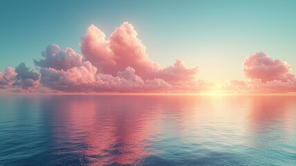  Pastel Serenity: Pink-Orange Sunset Clouds Reflecting in the Calm Ocean
Ключові слова: захід сонця, океан, рожево-помаранчеві хмари, віддзеркалення, спокійна вода, пастельні кольори, природна краса, 